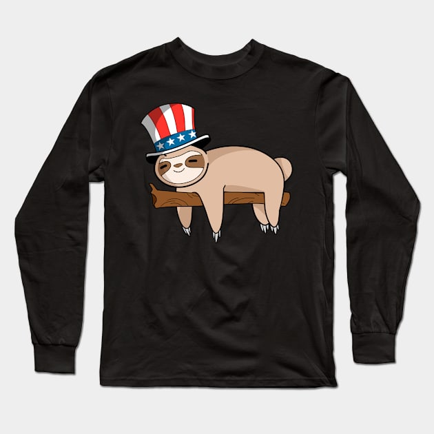 Patriot Sloth American Independence Day July 4th shirt Long Sleeve T-Shirt by TheBeardComic